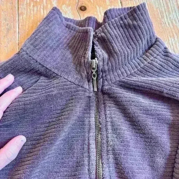 Cotton Stuff Purple  1/4 Zip Up Corduroy Lightweight Jacket, Made in USA, Size L - Picture 6 of 7